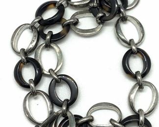 Silver Tone Tortoise Shell Style Necklace Jewelry