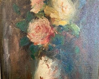 Signed Floral Still Life Oil Painting