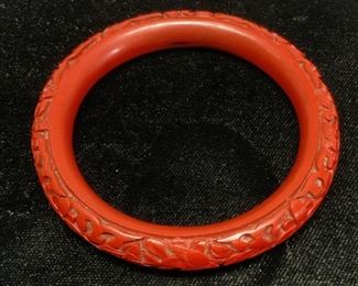 Chinese Cinnabar Bangle Bracelet, Jewelry