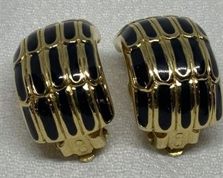 Signed ERWIN PEARL Enamel Earrings, Jewelry