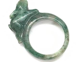 Lot 2 Asain Jade Bangle And Rabbit Ring, Jewelry