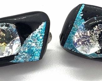 Black Lustrous Resin Clip On Earrings, Jewelry