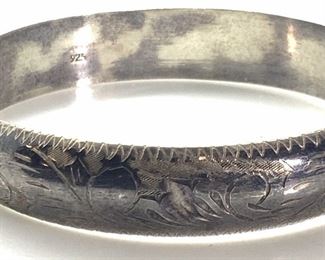 Vintage Sterling Silver Etched Bracelet, Jewelry