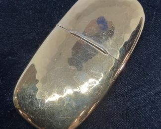 MID CENTURY HAMMERED Gold Toned Cigarette Case