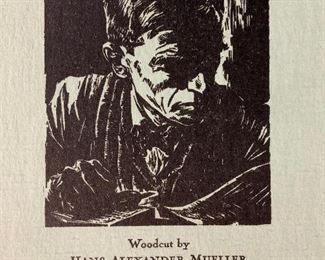 HANS A MUELLER Self Portrait Woodcut