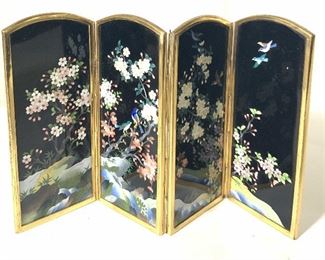 INABA Signed Cloisonné Tabletop Folding Screen