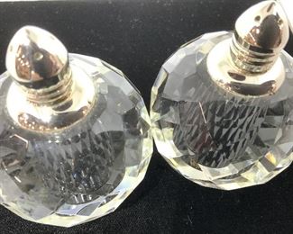 Pair Faceted Crystal Globe Salt & Pepper Shaker