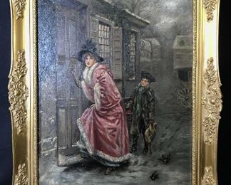 Gilded Age Oil on Canvas Painting Artwork