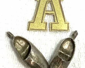 Pair STERLING SILVER DUTCH CLOG Pendants, more