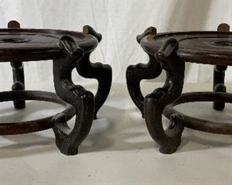 Pair Asian Wooden Vase Stands