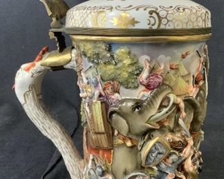 Ceramic Beer Stein w Battle Scene