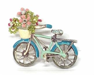 Arts & Crafts Enamel Bicycle Brooch Jewelry