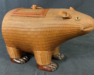 Abraham & Strauss Wicker Capybara Figural Vessel