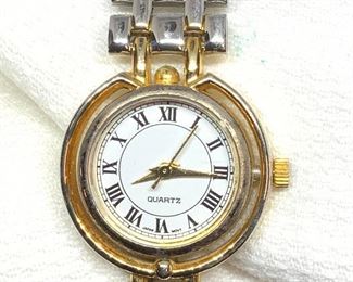 Two Tone STAINLESS Link Quartz Wristwatch