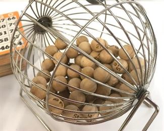 Vintage Bingo Set W Tumbler, cards and pieces