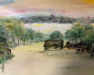 FION XAVAR Signed Watercolor Painting, Landscape