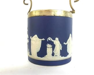 Vintage ADAMS Jasper Ware Vessel W EPNS lid