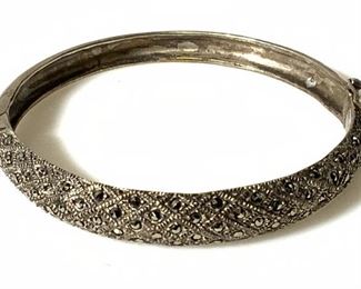 STERLING SILVER MARCASITE Bead Bangle, Jewelry