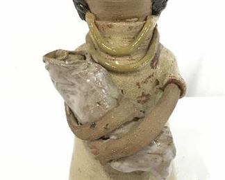 Earthenware Folk Art Mother and Child Sculpture