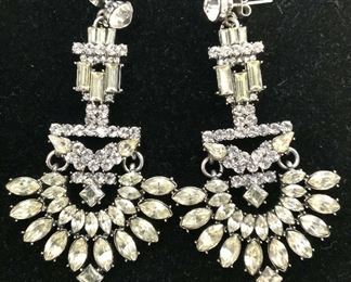 Pierced GATSBY Style Drop Rhinestone Earrings