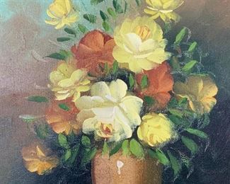 PE JEMEA Signed Floral Still Life Oil Painting