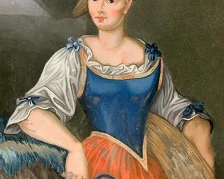 Oil Painting, Woman Holding Hay