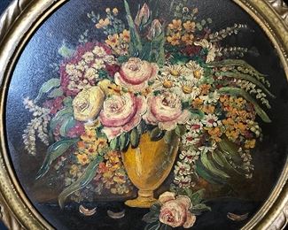 Oil on Board Painting, Floral Still Life Artwork