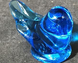TERRA STUDIOS Signed Art Glass Bluebird Figural
