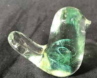 KERRY GLASS Irish Art Glass Green Bird figural