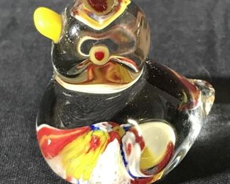 Art Glass Floral Bird Figural