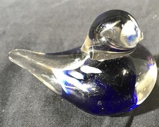 Art Glass Blue Bird Figural
