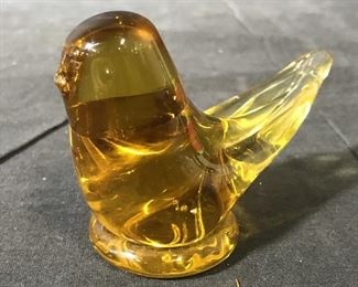 Signed TERRA STUDIOS Art Glass Yellow Bird Figural