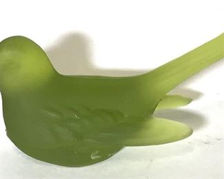 LARSON Art Glass Crystal Green Bird figural