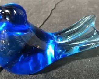 Art Glass Blue Bird Figural