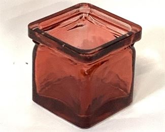 Red Square Art Glass Candle Holder