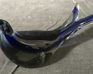 Blue Swallowtail Art Glass Bird Figural