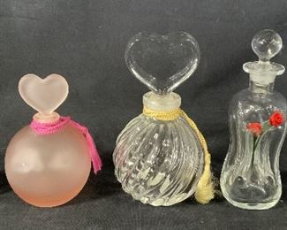 Lot 5 Vintage Art Glass Perfume Bottles