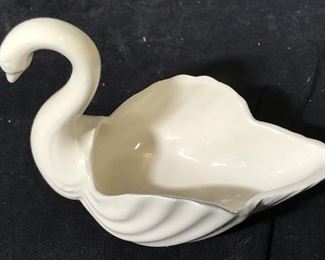 White Painted Ceramic Swan Trinket Dish