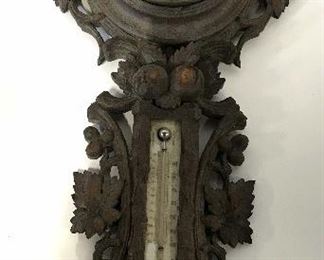 Aneroid Wooden Barometer & Thermometer