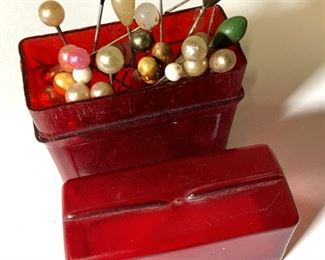 Lot of Pearlescent Tipped Vintage Pins in Box