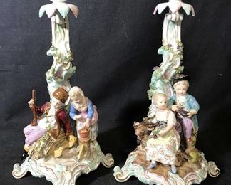 Pair DRESDEN MEISSEN Porcelain Candlestick Holders