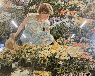 ROBERT SARSONNY Signed Flower Market Lithograph