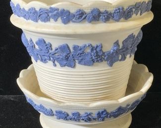 Wedgwood Style Ceramic Planter and Dish