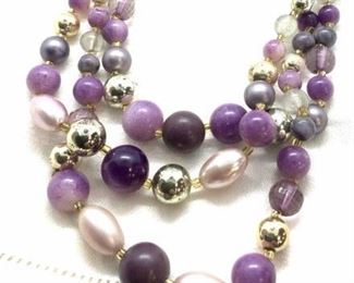 Three Strand Fashion Bead Necklace, Jewelry