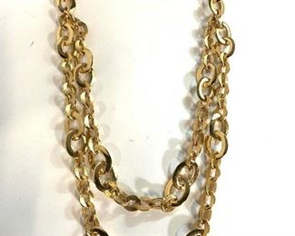 Polished & Brushed Gold Tone Link Chain, Jewelry