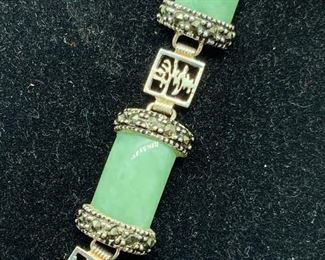 Sterling Silver & Jade Stone Bracelet, Jewelry