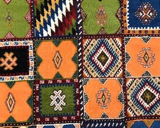 Vintage Handmade Multi Square Wool Rug