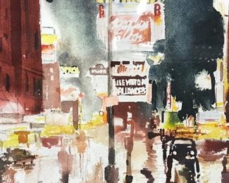 Signed Watercolor City Scene E.Troise
