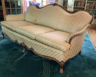 Vintage Carved Wood Framed French Style Sofa