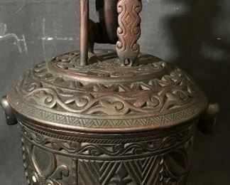Hand Carved Lidded African Vessel